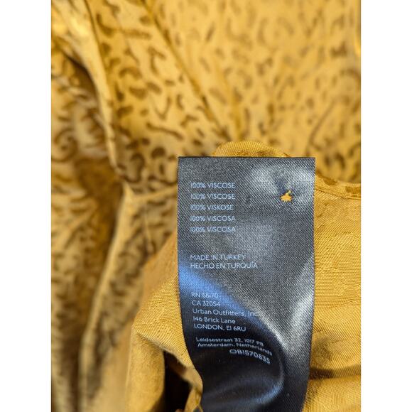 By Anthropologie Long-Sleeve Mini Dress Womens Large Gold Wrap Boho Feminine - Picture 4 of 11